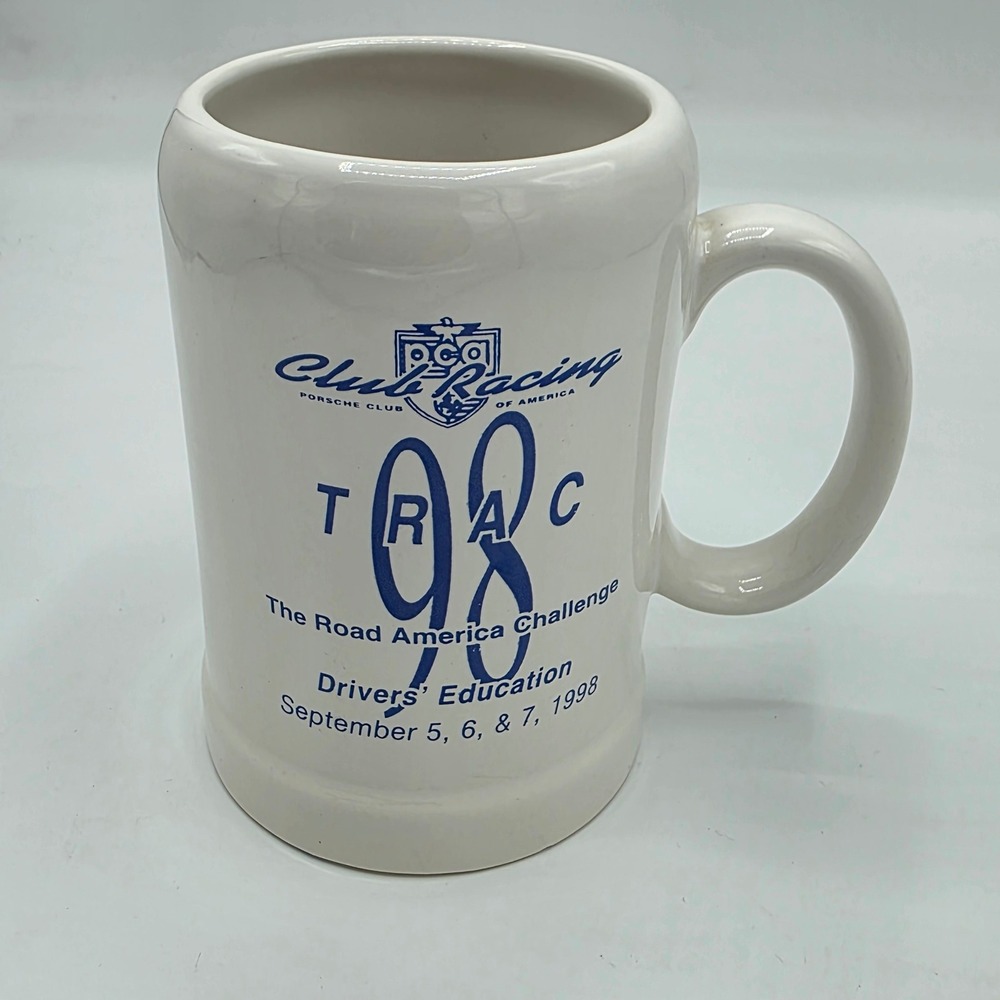Porsche PCA Club Racing Mug 1998‎ Road America Challenge Ceramic Stein White OS